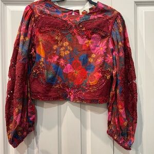 Anthropologie FARM Rio Vibrant Floral Crop Top